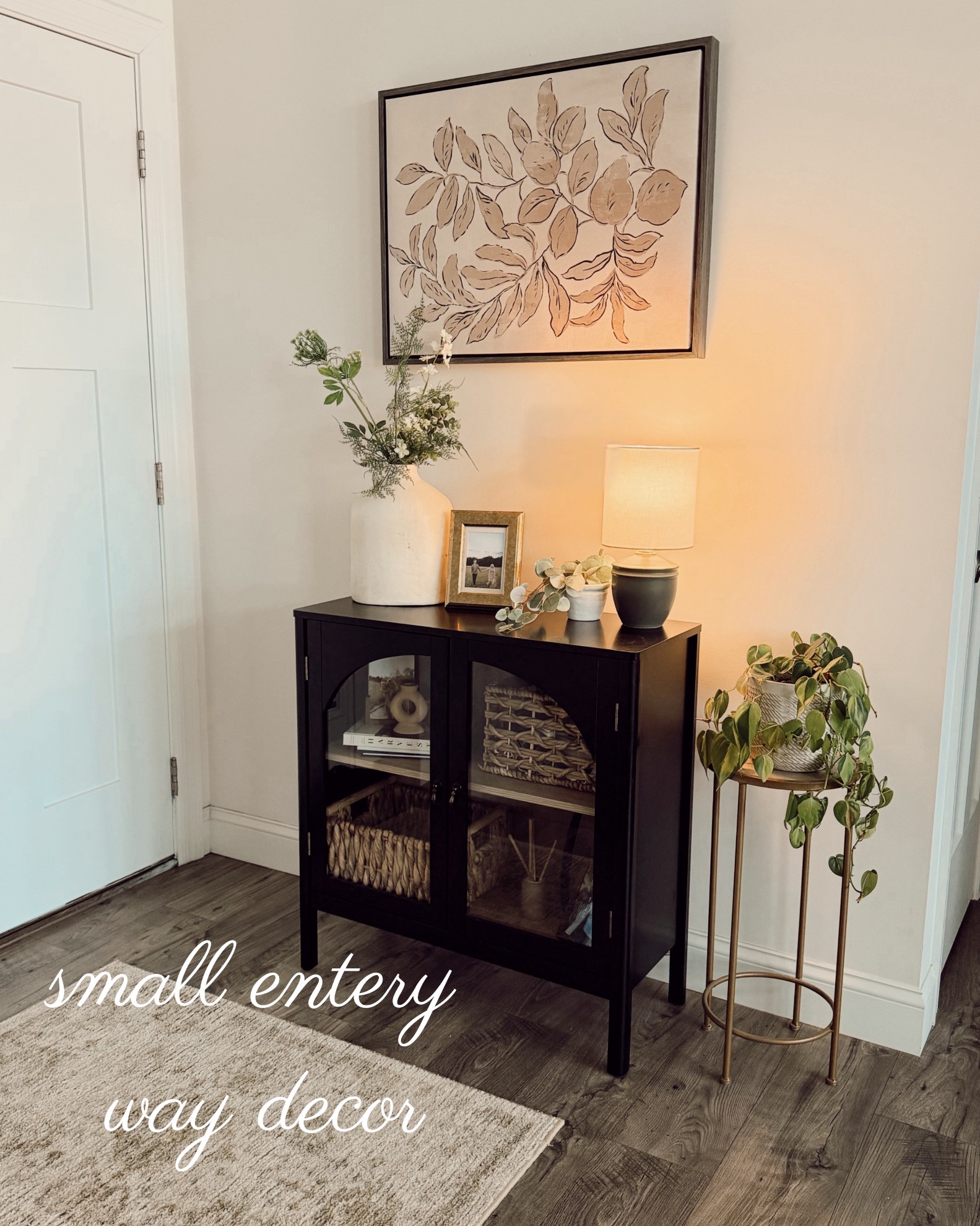 Have a small entry way and need some inspo?! This is what we did in our smaller entry way - linking it all below! When we move I might use this cutie little cabinet for a coffee bar or something! I love this piece from @Target 

#LTKHome #LTKU