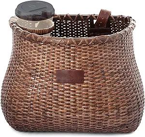 Bike Basket Front for Women's and Mens Cruiser with Coffee Cup Holder, Handmade Bicycle Basket fo... | Amazon (US)