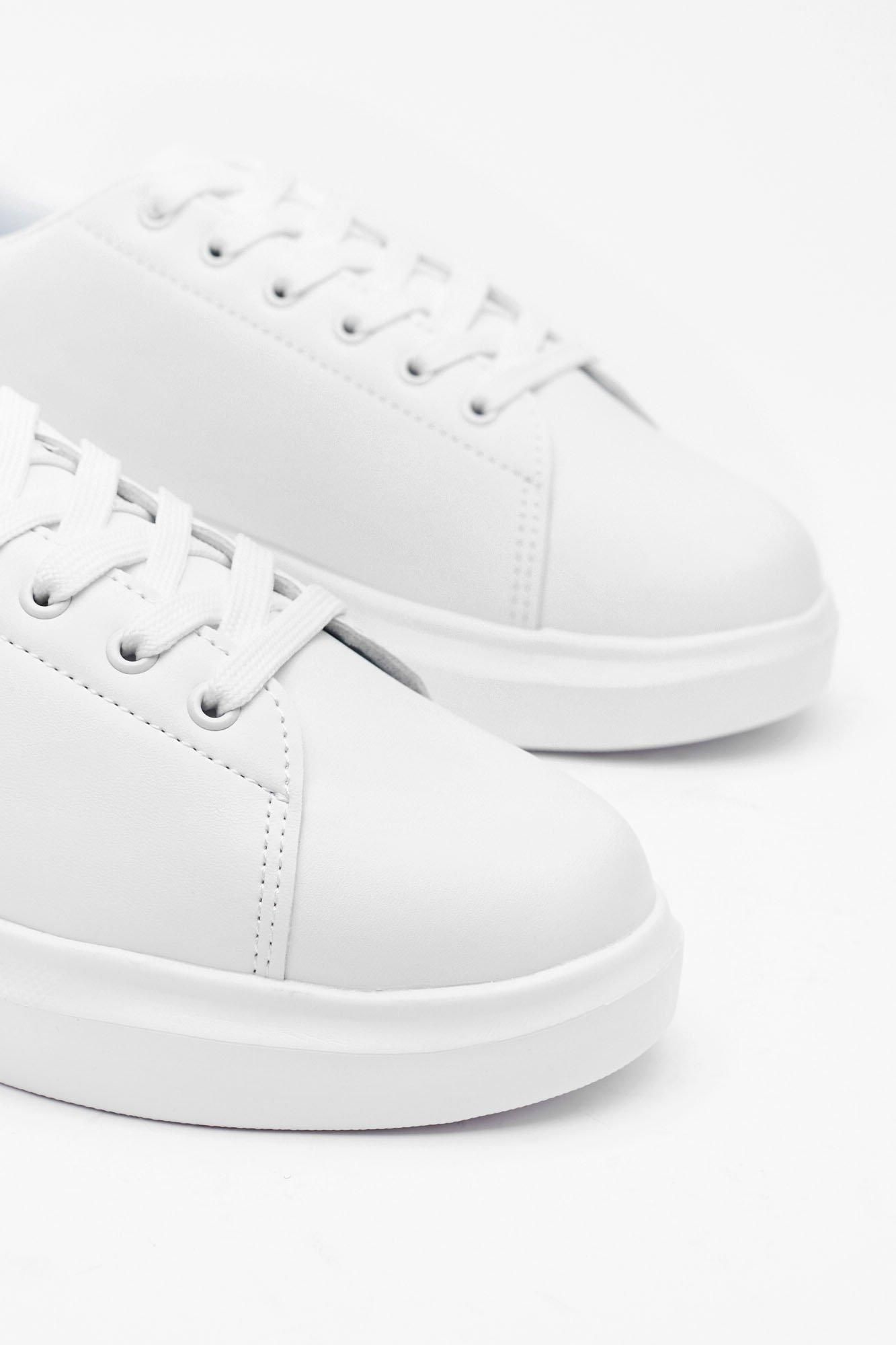 Faux Leather Round Toe Sneakers | Nasty Gal (US)