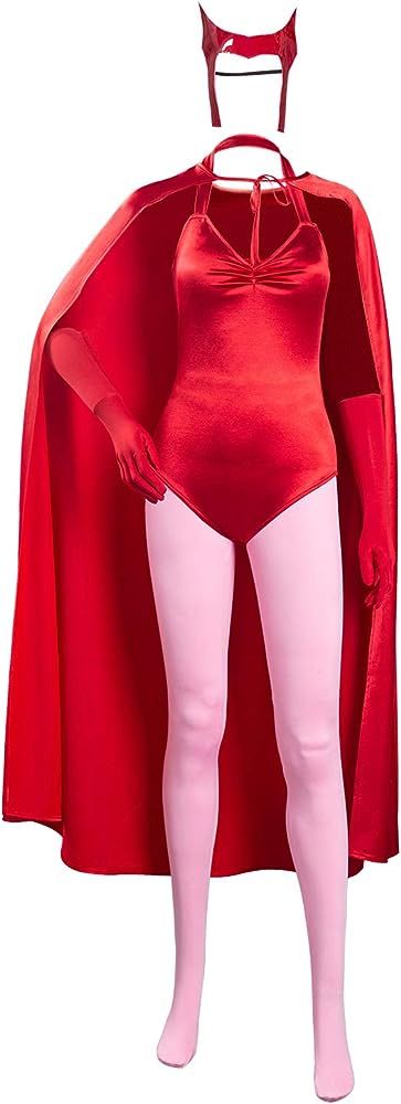 BAEHEU Adult Wanda Maximoff Cosplay Bodysuit Halloween Wandavision Scarlet Witch Jumpsuit Costume... | Amazon (US)