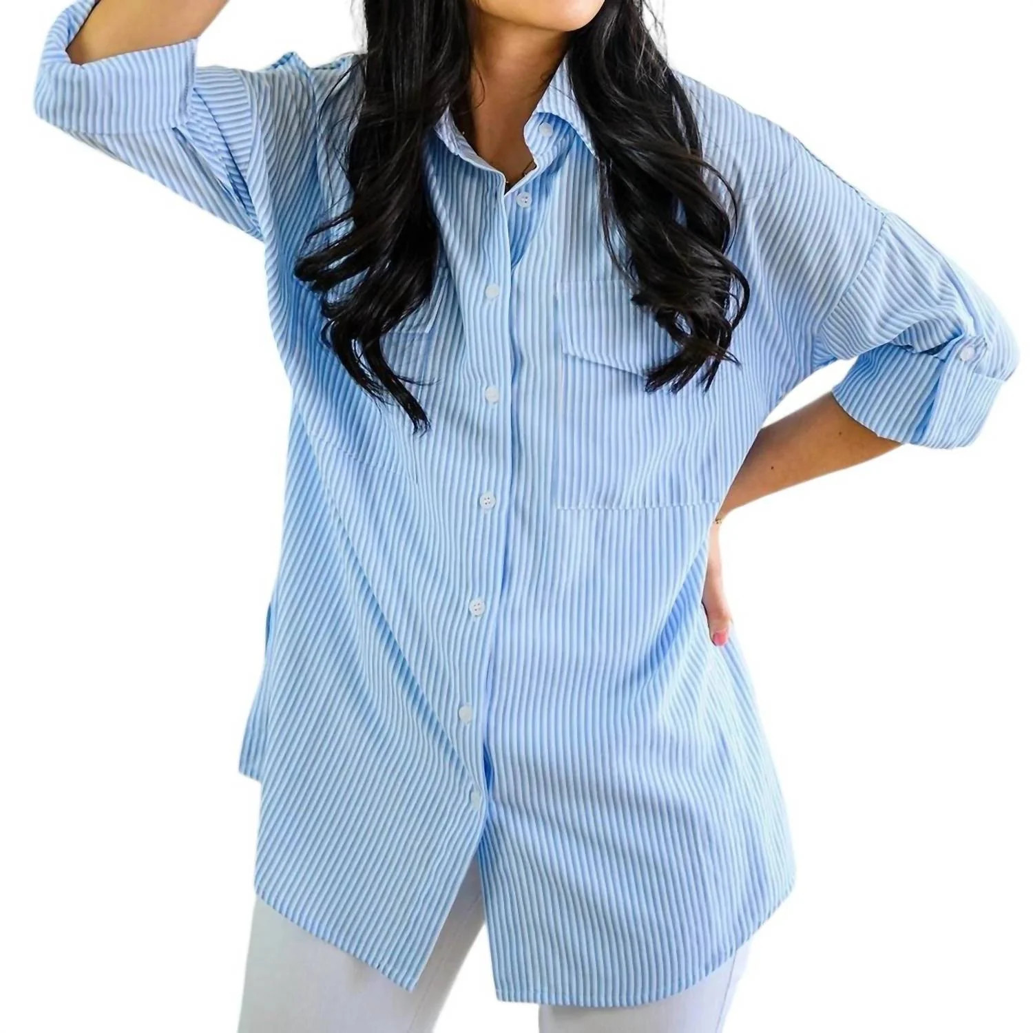 Striped Button Down Shirt In Borrowed Forever | Shop Simon