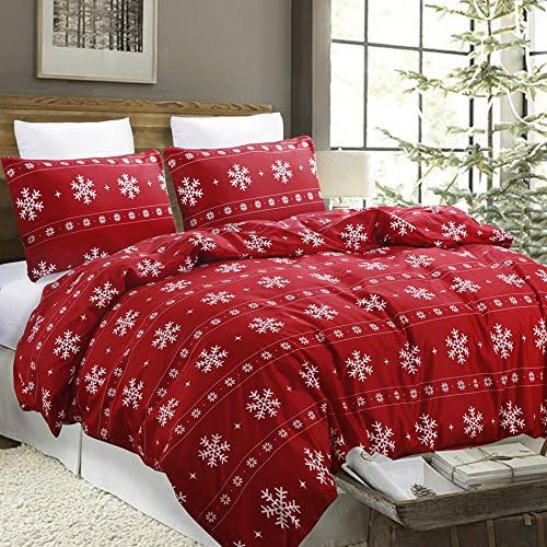 Vaulia Soft Microfiber Duvet Cover Set, Snowflake Pattern Design for Christmas New Year Holidays,... | Amazon (US)