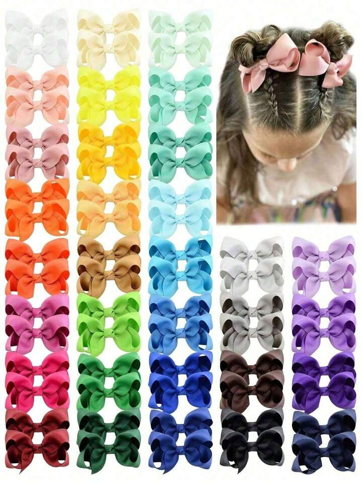 5/20/40Pcs Random Colors Cute Hair Bows Hair Clips Grosgrain Ribbon Bow Hair Clips Hair Barrettes... | SHEIN