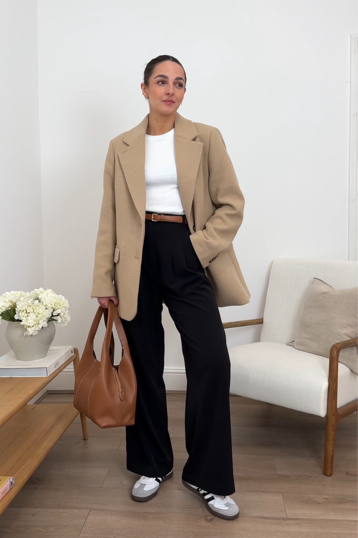 Smart casual outfit, oversized blazer, neutral outfit, chic style, H&M, brown tones, stylish outfit 

#LTKstyletip #LTKeurope
