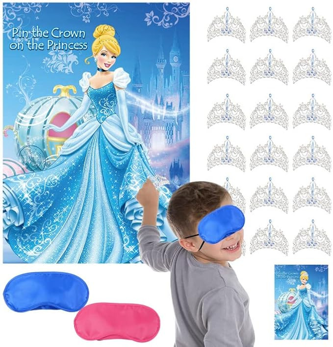 Princess Party Supplies, Pin The Crown On The Princess Party Game Princess Party Poster Games wit... | Amazon (US)