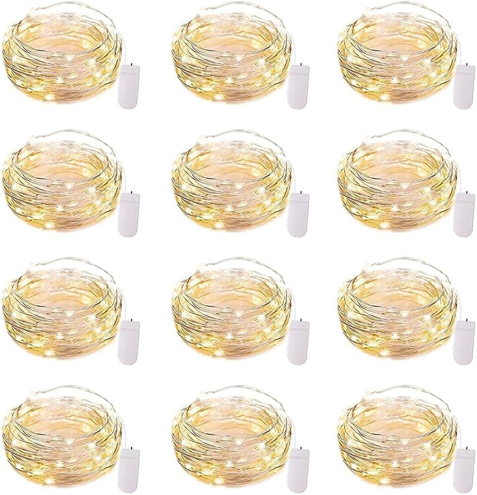 Brightown 12 Pack LED Fairy Lights Battery Operated String Lights - 7ft 20LED Waterproof Silver W... | Amazon (US)