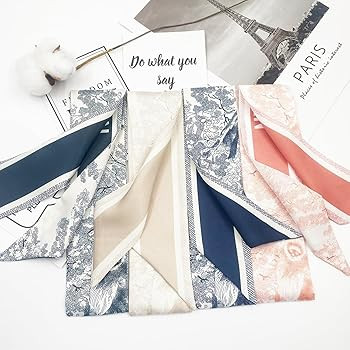 Lieseh Women 4PCS Mulberry Silk Feeling Hair Neck Scarf 38in Silk Scarf Handbag Scarf | Amazon (US)