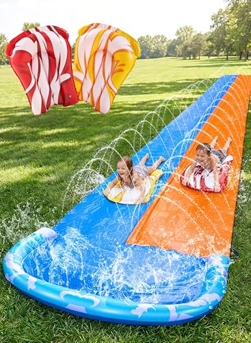 JOYIN 22.5ft Water Slides and 2 Bodyboards, Lawn Water Slide Summer Slip Waterslides Water Toy with Build in Sprinkler for Backyard Outdoor Water Fun for Kids | Amazon (US)