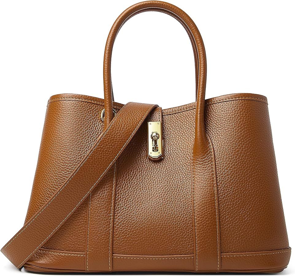 DORIS&JACKY Leather Tote Bag For Women Designer Shoulder Purse With Wide Strap | Amazon (US)