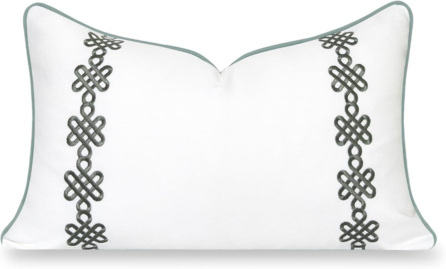 Hofdeco Premium Coastal Hampton Patio Indoor Outdoor Lumbar Pillow Cover Only, 12"x20" Water Repe... | Amazon (US)