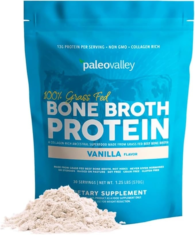 Paleovalley 100% Grass Fed Beef Bone Broth Protein Powder - Rich in Collagen Peptides for Hair, S... | Amazon (US)