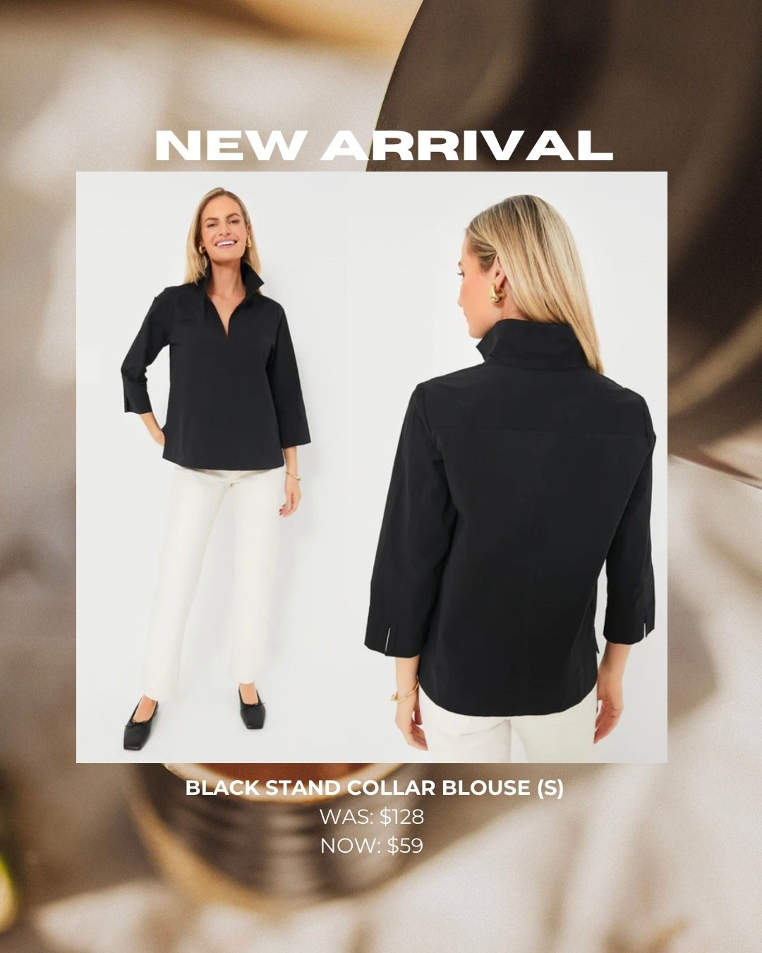 Black  Stand Collar Blouse (S)
Was: $128
NOW: $59 

#LTKSpringSale #LTKSaleAlert #LTKPetite