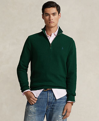 Men's Mesh-Knit Cotton Quarter-Zip Sweater | Macy's