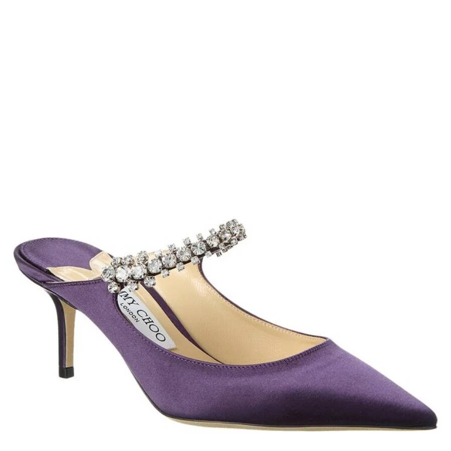 Jimmy Choo Bing 65 Cassis Satin Mules | Shop Simon