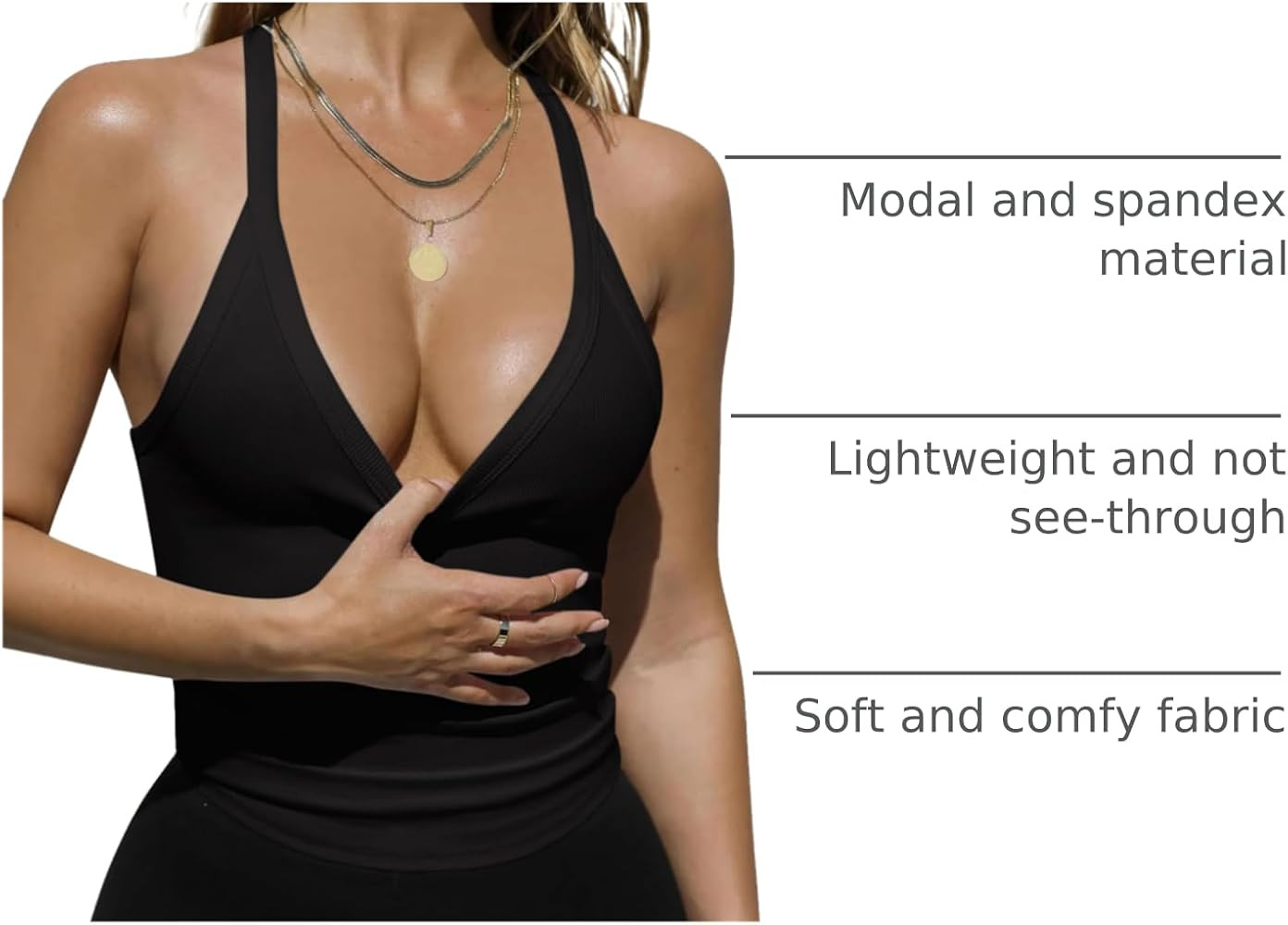 REORIA Women's V Neck Racerback Tank Top | Amazon (US)