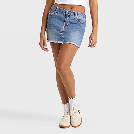 True Religion Women's Sadie Super T Mini Skirt in Blue/Denim Size 31 Cotton/Polyester/Denim | Finish Line (US)