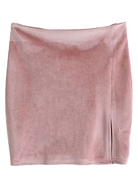 'Lele' Velvet Mini Skirt with Slit (3 Colors) | Goodnight Macaroon