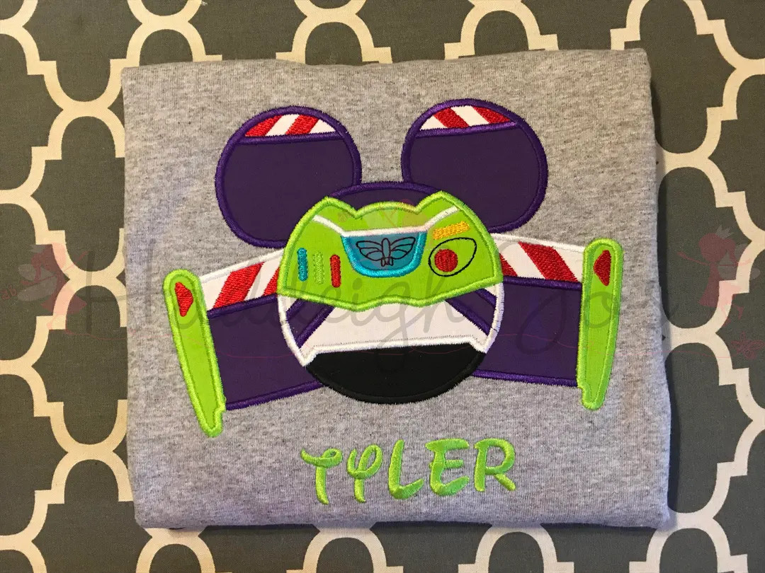 Buzz Lightyear Mr Mouse head personalized applique Childrens Kids Toddler shirt | Etsy (US)