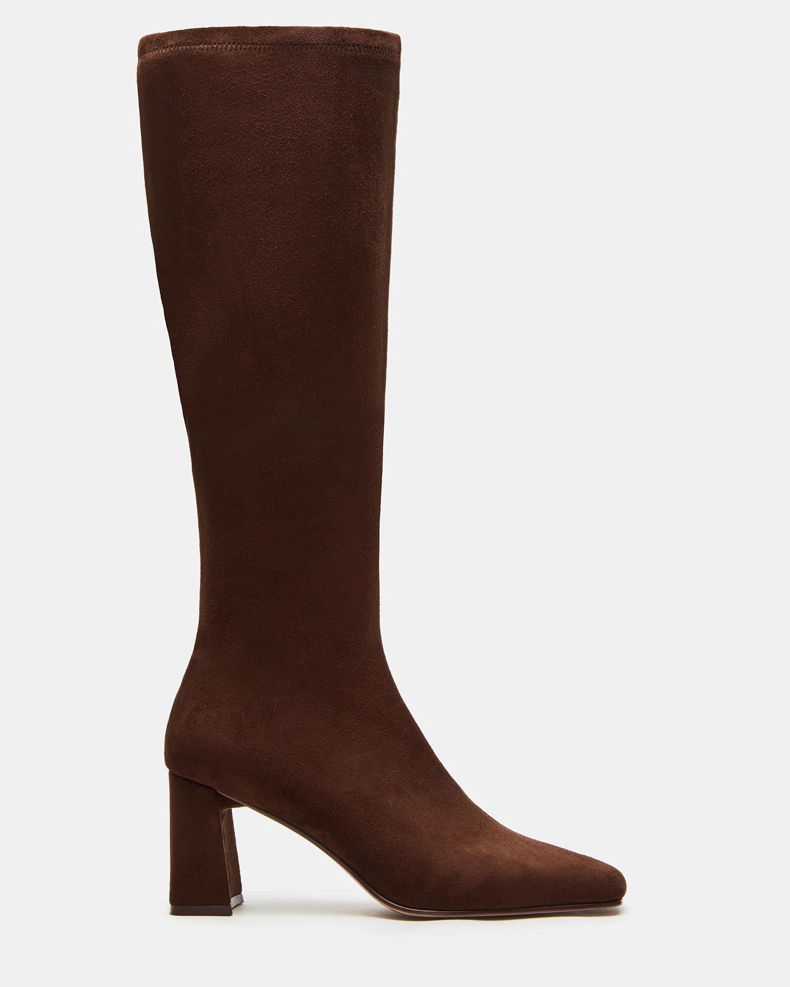 HOLLY Brown Knee-High Square Toe Boot | Women's Boots | Steve Madden (US)