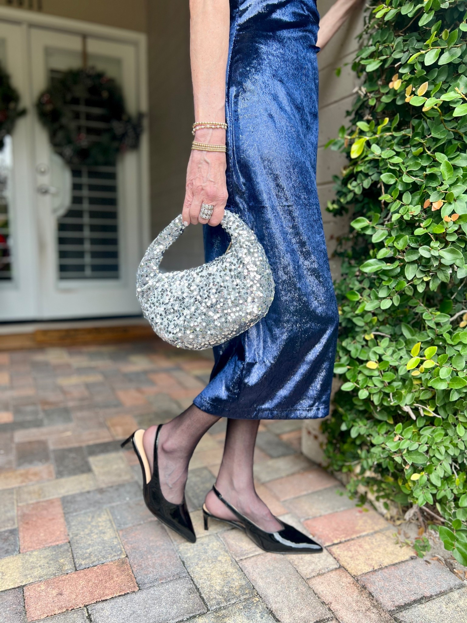 navy dress, silver handbag, black heels, nye outfit, new year’s eve outfit 

#LTKSeasonal #LTKHoliday #LTKootd