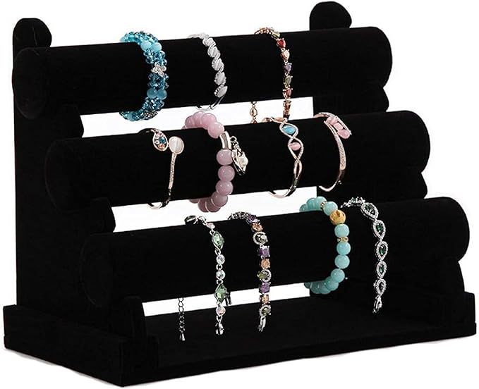Wuligirl Velvet 3 Tier Bracelet Holder Jewelry Display Stand Storage Watch Bangle Necklace Organi... | Amazon (US)