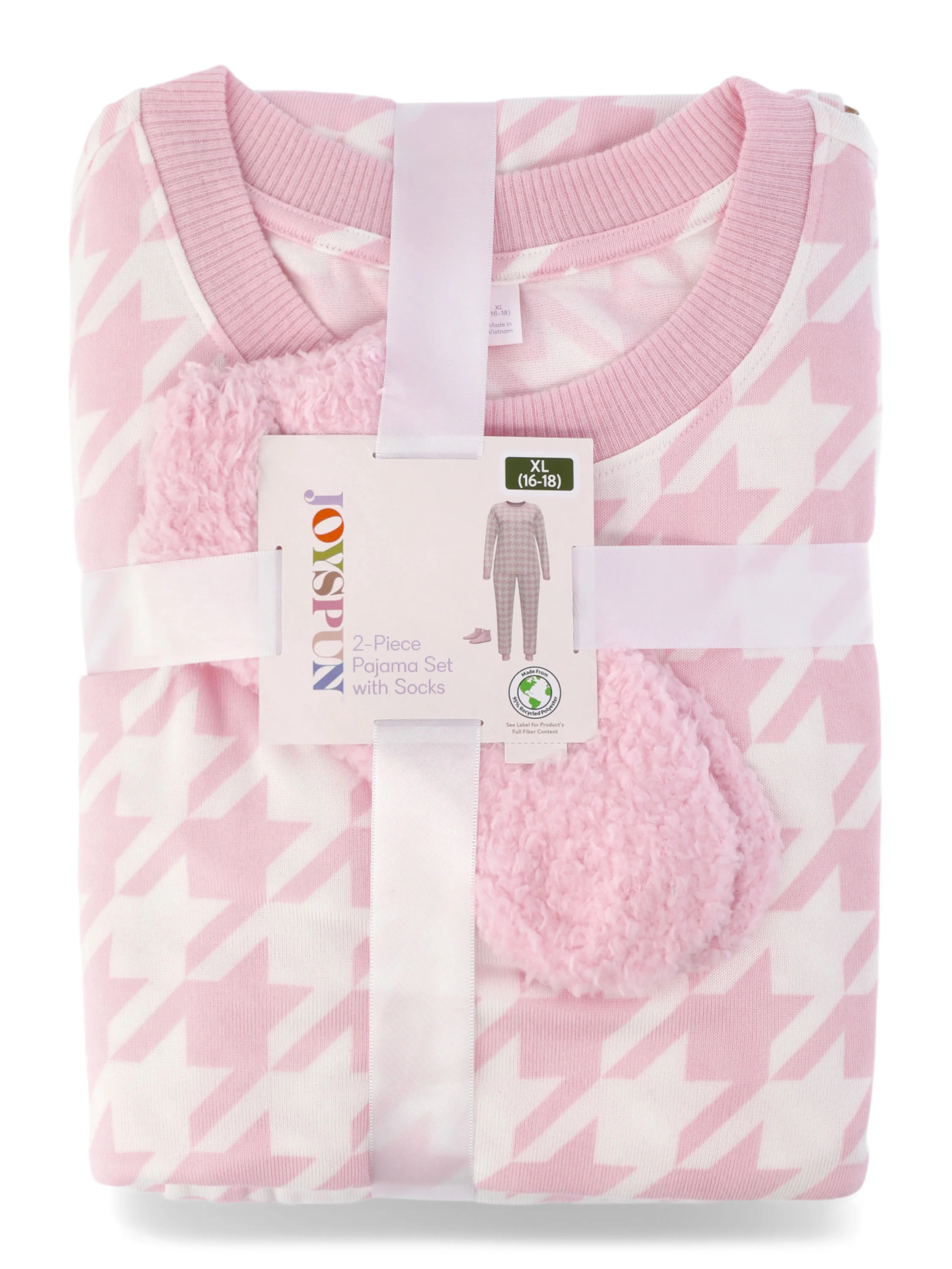Joyspun Women's Houndstooth Top, Joggers and Socks Pajama Gift Set, 3-Piece, Sizes S-3X | Walmart (US)