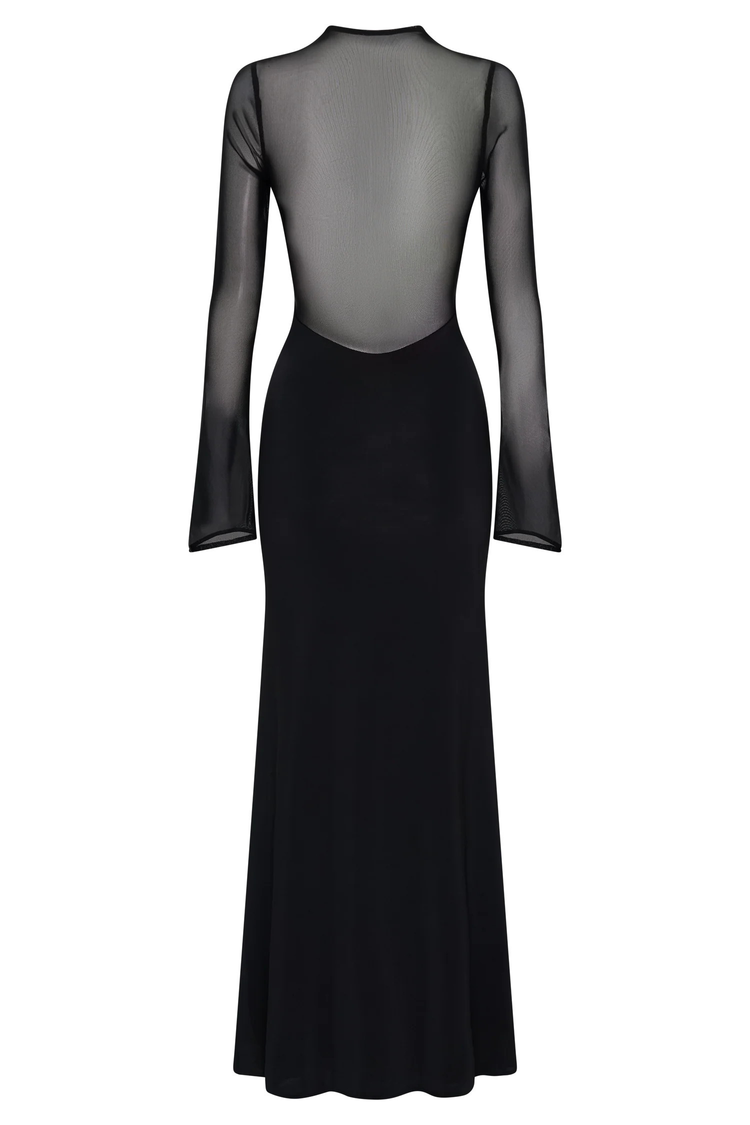 Tania Slinky And Mesh Long Sleeve Maxi Dress - Black | MESHKI US