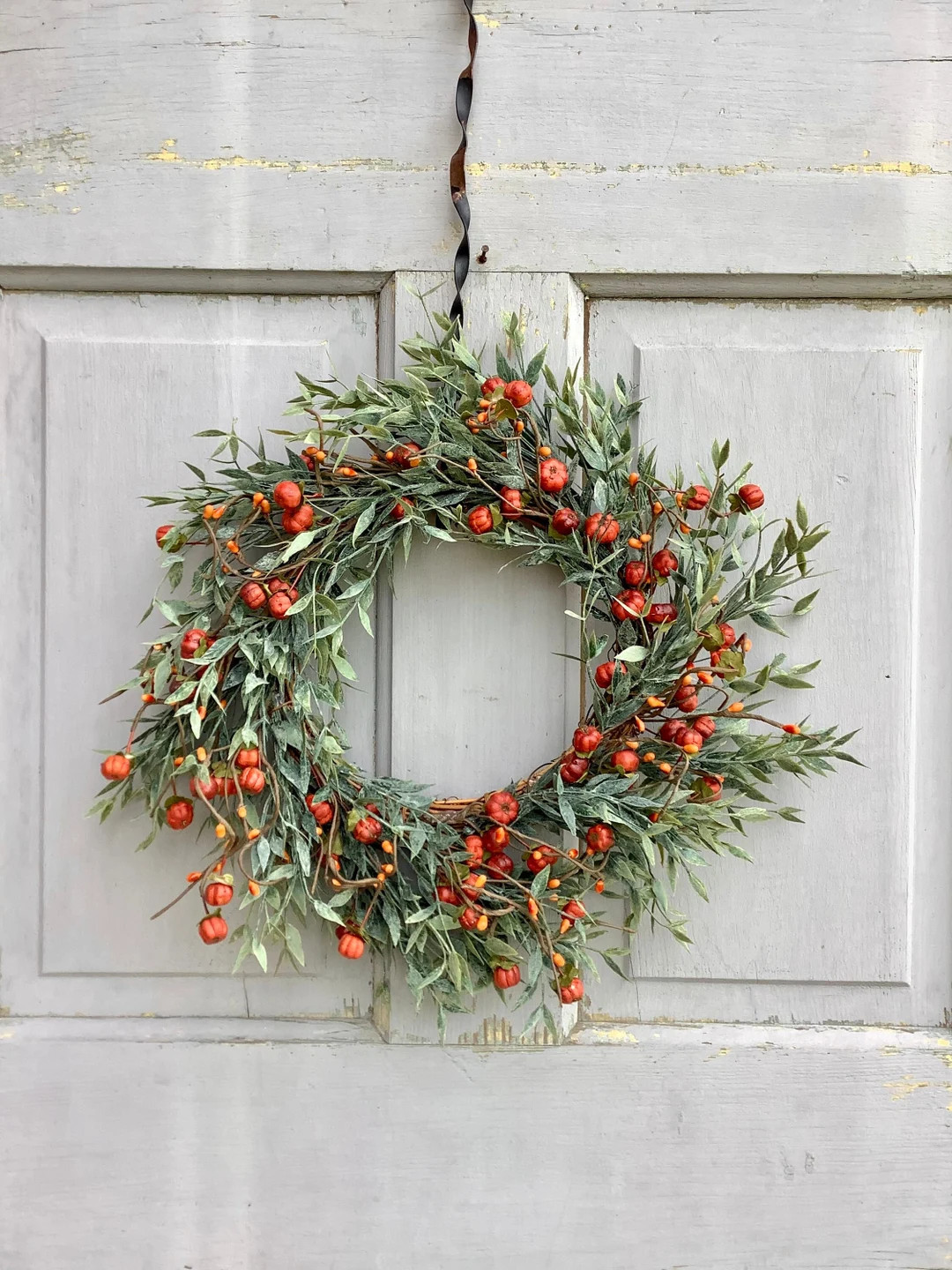 Fall Pumpkin Berry Wreath, Farmhouse Accent, Harvest Decor, Fall Candle Ring, Thanksgiving Table,... | Etsy (US)