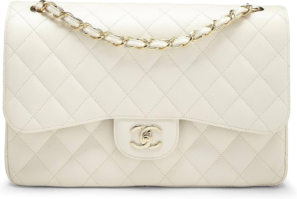 Amazon.com: Chanel, Pre-Loved White Quilted Caviar New Classic Flap Jumbo, White : Luxury Stores | Amazon (US)