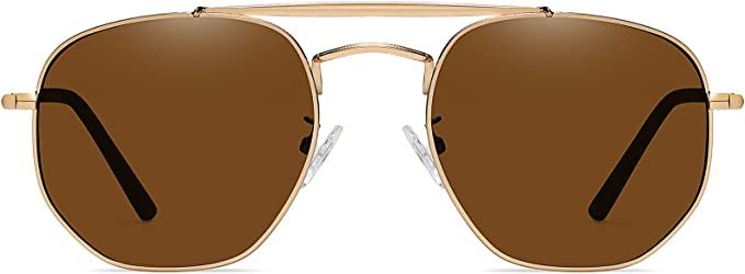 Zeelool Polarized Sunglasses for Women Men Classic Retro Polygon Sunglasses Double Bridge Trendy ... | Amazon (US)