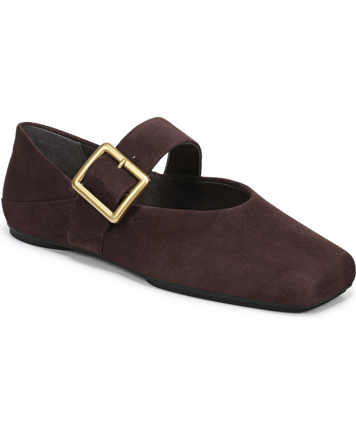 Franco Sarto Women's Oakes Square Toe Ballerina Flats - Hickory Brown Suede | Macy's