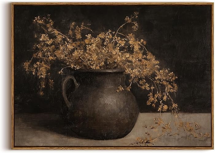 KISSFOX Vintage Framed Wall Art Decor Rustic Botanical Pictures Wall Decor Fall Dark Floral Canva... | Amazon (US)