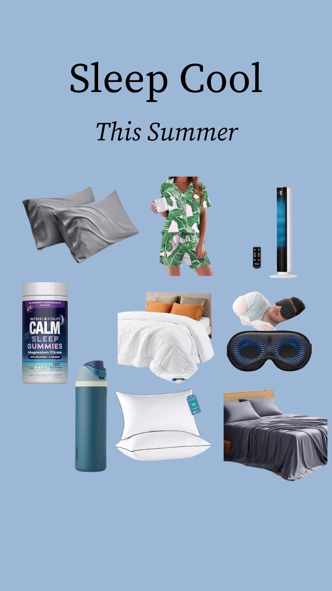 Sleep cool with these Amazon favorites this summer. I’ve included pajamas, a tower fan, weighted sleep mask, cooling pillow and pillow cases, and cooling bedding. 

#LTKHome