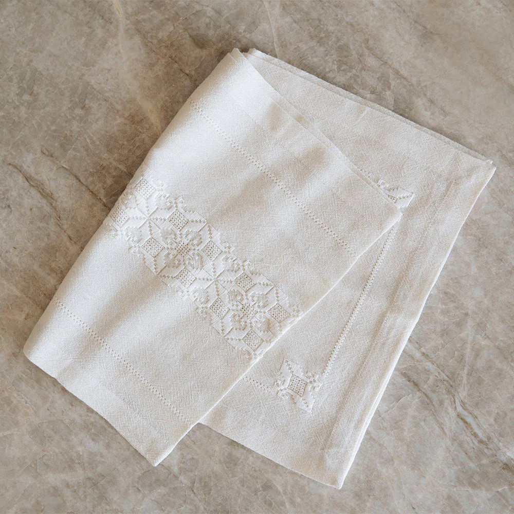 Handcrafted Needlework Table Runner | Roan Iris