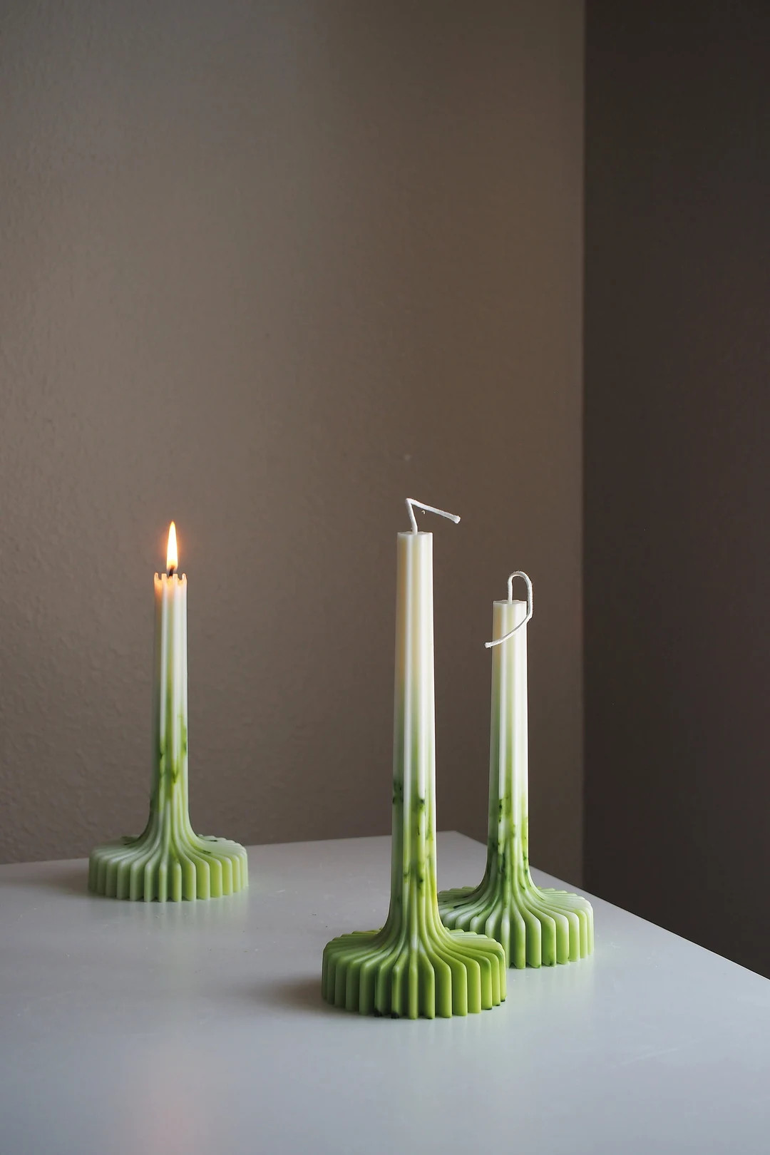 Swan Ribbed Candle, Gradient Striped Taper Candle, Soywax Beeswax, Wedding Candle, Handmade Gift,... | Etsy (US)