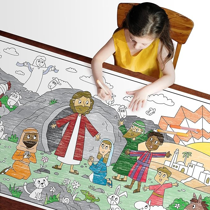 Easter Coloring Activity Poster for Families - 30 x 72 inches Table Size Jumbo Banner for Holiday... | Amazon (US)