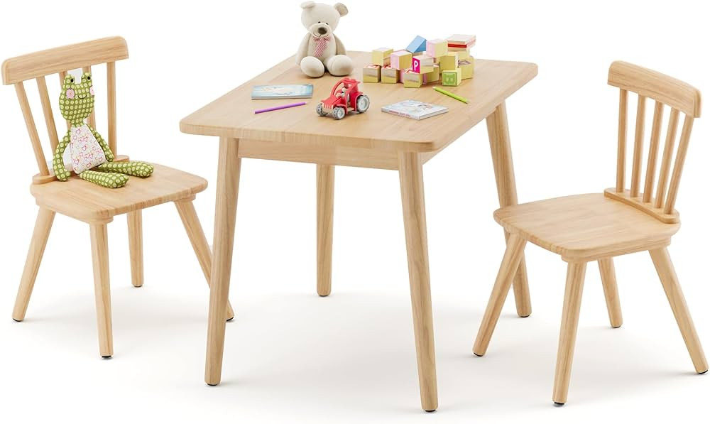 Windsor Kids Table and 2 Chair Set, Rubberwood Toddler Table and Chair Set for Art, Play, Craft, ... | Amazon (US)