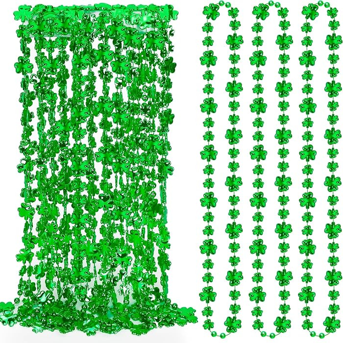 24PCS St Patricks Day Necklaces Accessories, Shamrock Irish Green Beads Saint Patrick's Day Neckl... | Amazon (US)