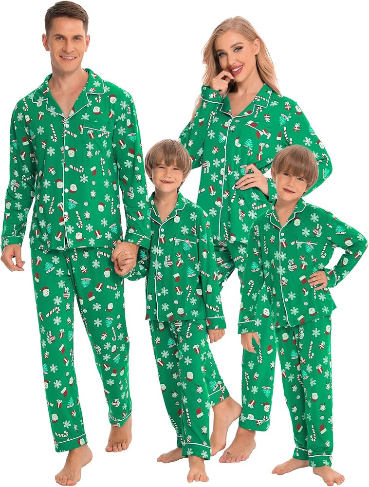 SWOMOG Matching Family Christmas Pajamas Set Long Sleeve Festival Party Pj Sets Holiday Warm Sleepwe | Amazon (US)