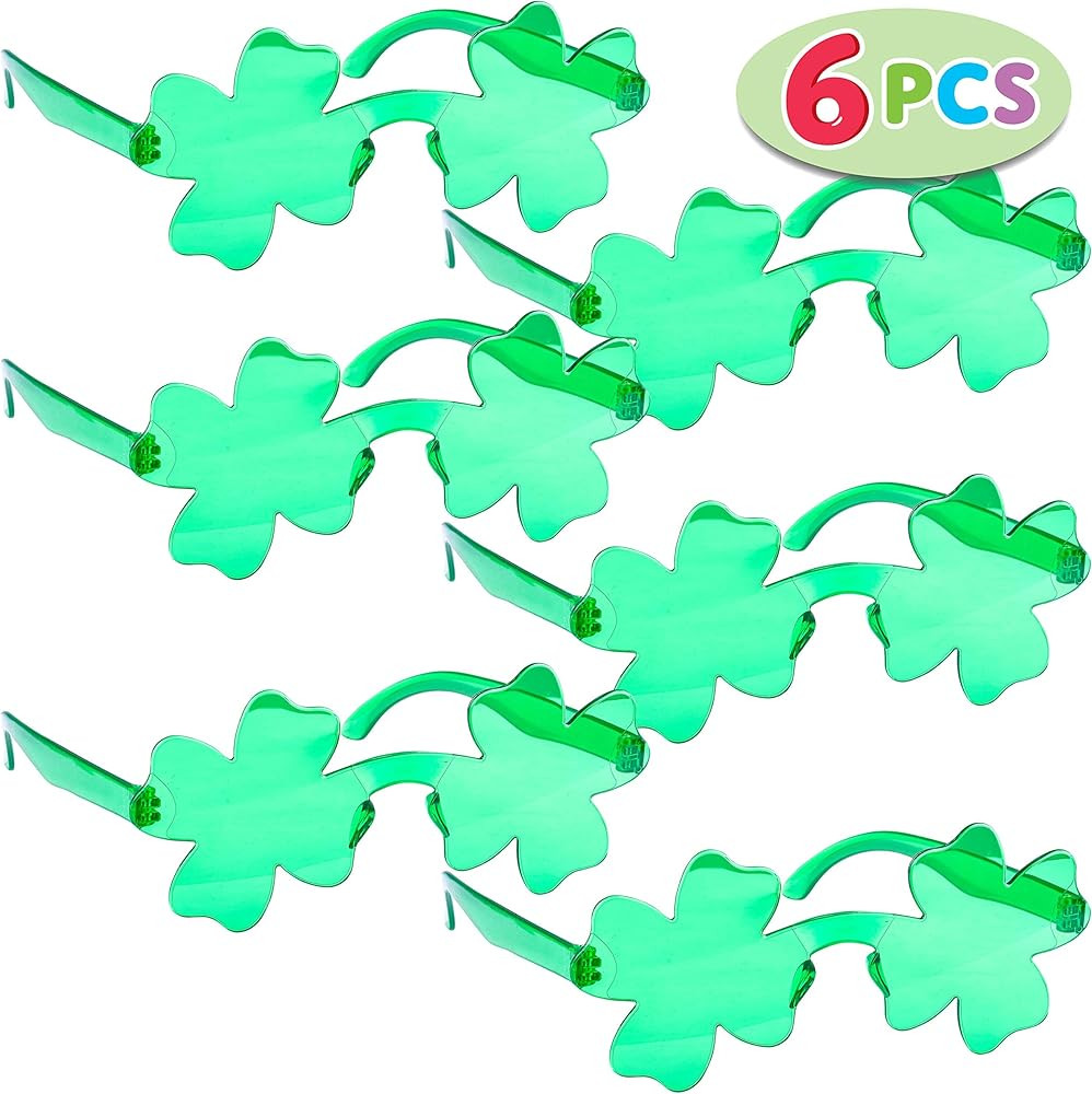 6 Pairs St. Patrick’s Day Shamrock Sunglasses Irish Green Clover Glasses Eyeglasses Saint Patricks A | Amazon (US)