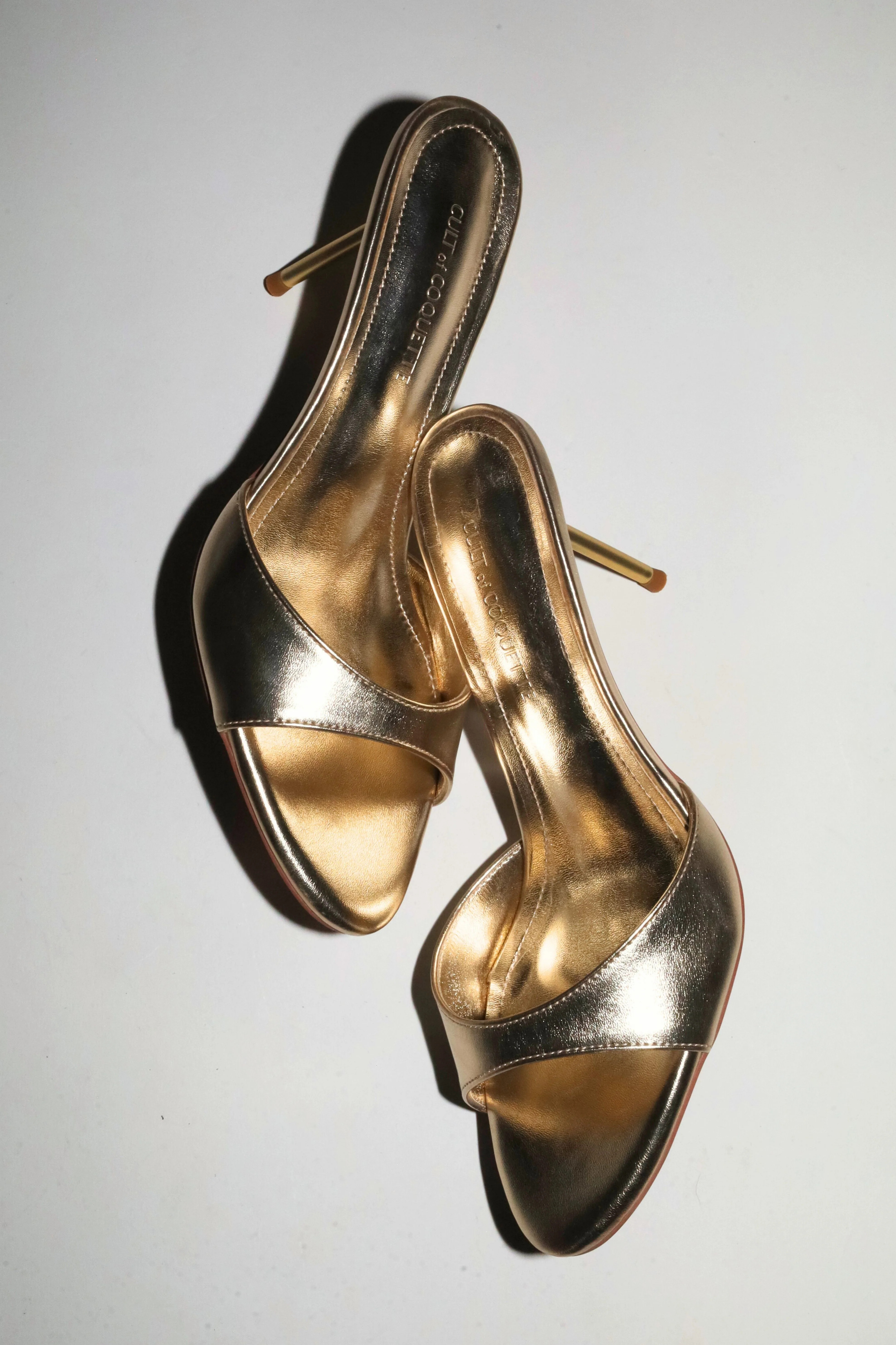 Pia White Gold Mules 80 mm | CULT OF COQUETTE
