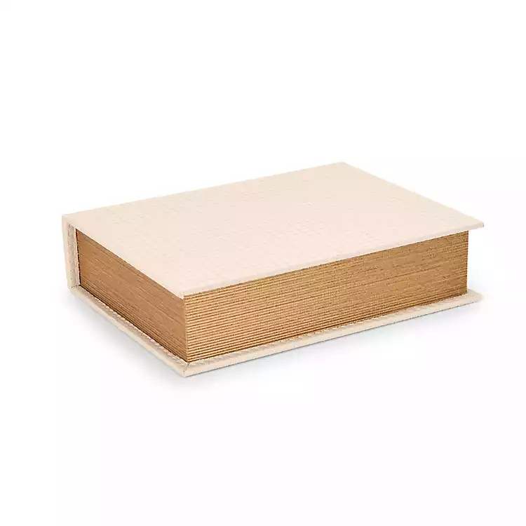 New! Large Cream Faux Leather Book Box | Kirklands