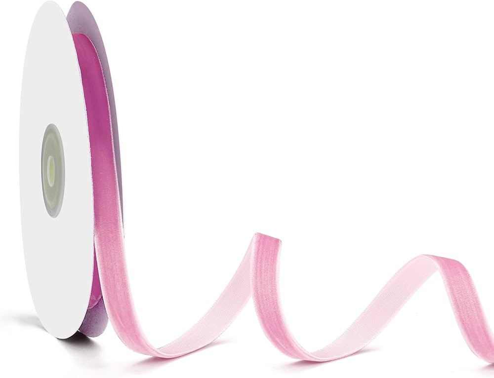 ZIRURUTON Velvet Ribbon Decorations for Christmas Tree DIY Crafts, Vintage Xmas Light Pink Ribbon... | Amazon (US)