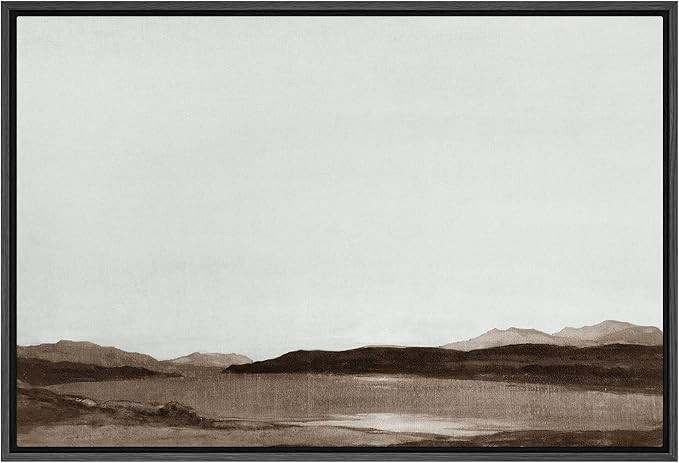 SIGNFORD Framed Canvas Wall Art Monochromatic Brown Mountains and Valleys Landscape Wilderness Oi... | Amazon (US)