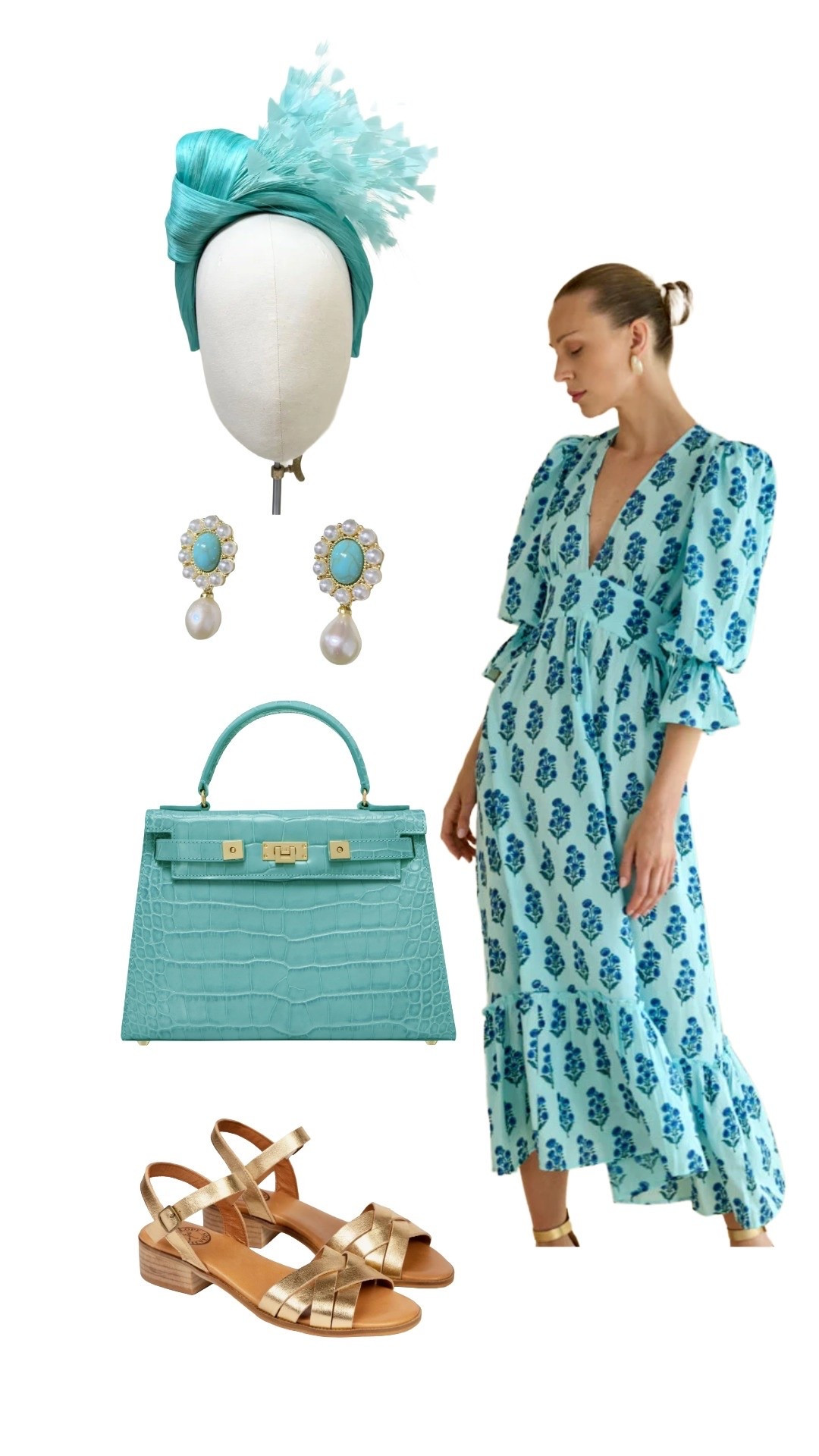 Event dressing! Rule no 1 when attending RHS Chelsea Flower Show is not to try to compete with the flowers! 

This Neeve & Noor midi dress is therefore perfect - it will stand out & includes a pretty blue floral print. Team with elegant accessories that will take you through the day onto dinner in an elegant venue! 

Best of all this is a great holiday dress and can even be styled with sneakers for a cute daytime look. 

Aqua / Turquoise & Cobalt Blue Dress - Neeve & Noor

Aqua / Turquoise Satin Feather Headband Fascinator & Vintage Inspired Turquoise & Pearl Drop Earrings - Etsy

Leather Top Handle Handbag in Topaz- Lalage Beaumont 

Gold Sheperdess Sandals - Penelope Chilvers

#LTKluxury #LTKsummer #LTKuk