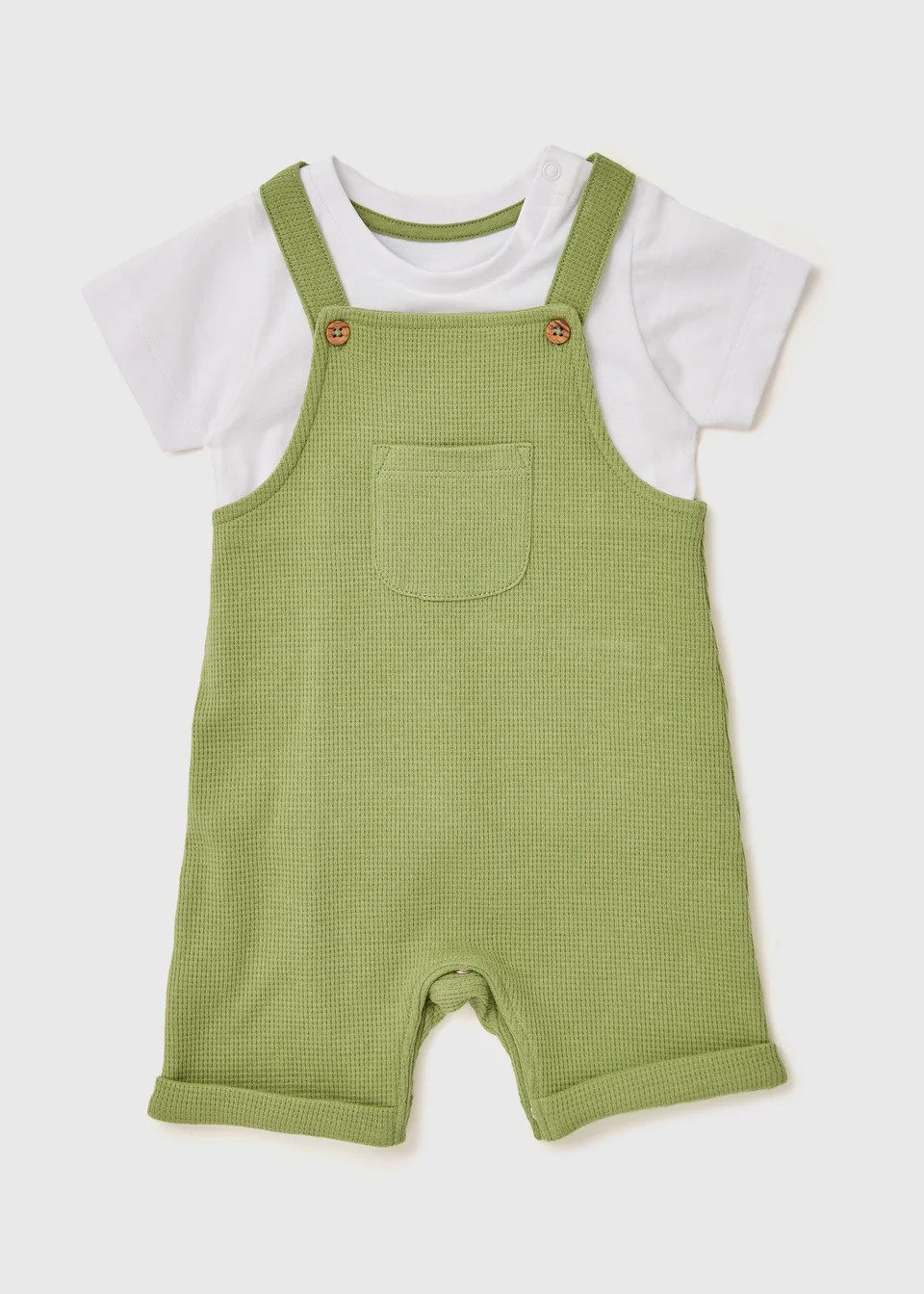 Baby Green Dungarees & T-Shirt Set (Newborn-23mths) - Age 0 - 3 Months | Matalan (UK)