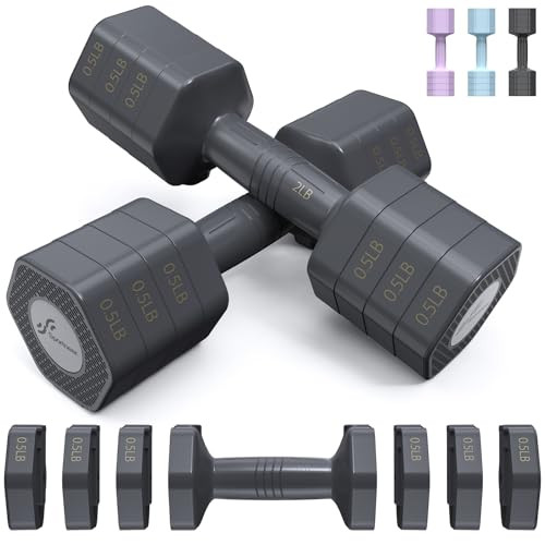 Adjustable Dumbbells Hand Weights Set: Sportneer 4 In 1 Weight Each 2lb 3lb 4lb 5lb Free Weights Dumbbells Set for Women Fast Adjust Dumbbell Set for Men Home Gym Workout Strength Training Exercise | Amazon (US)