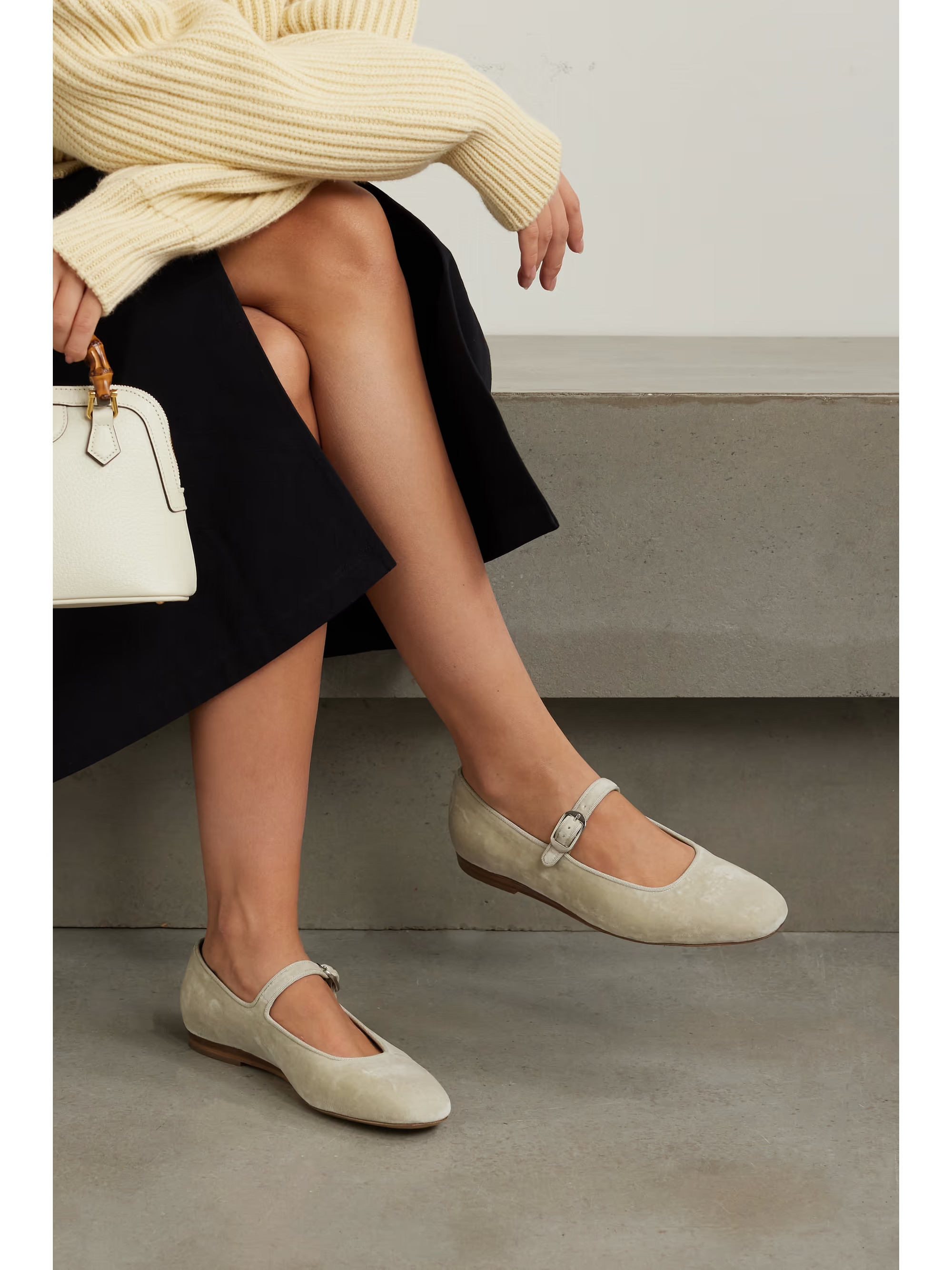 Grosgrain-trimmed velvet Mary Jane ballet flats | NET-A-PORTER (US)