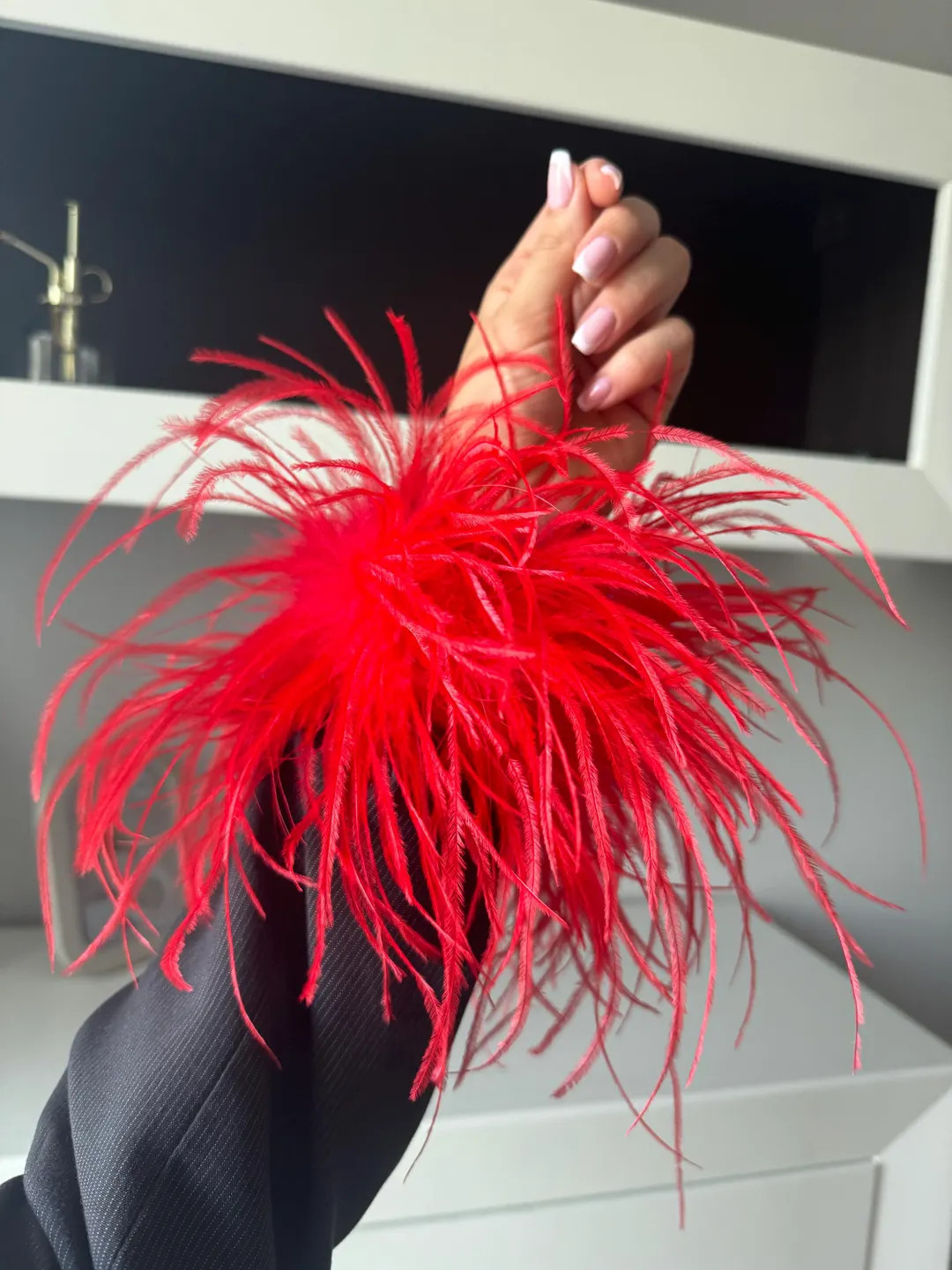 Luxury Ostrich Feather Bracelet Red Maximum Volume, Stunning Effect Ostrich Feather Cuffs, Feathe... | Etsy (US)