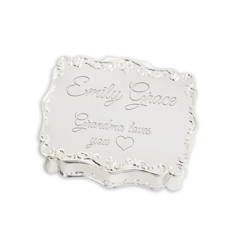 Personalized Silver Small Rectangle Jewelry Box W-free Engraved Name, Monogram, or Custom Message... | Etsy (Global)